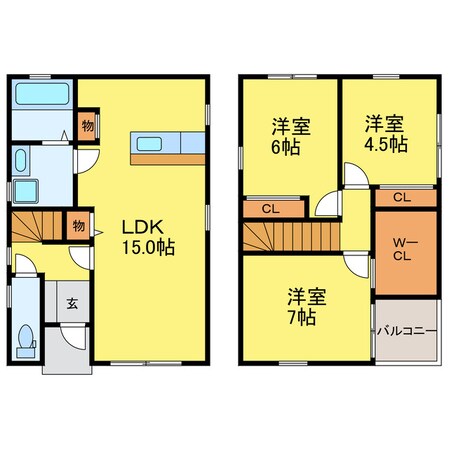 佐古駅 徒歩20分 1-2階の物件間取画像